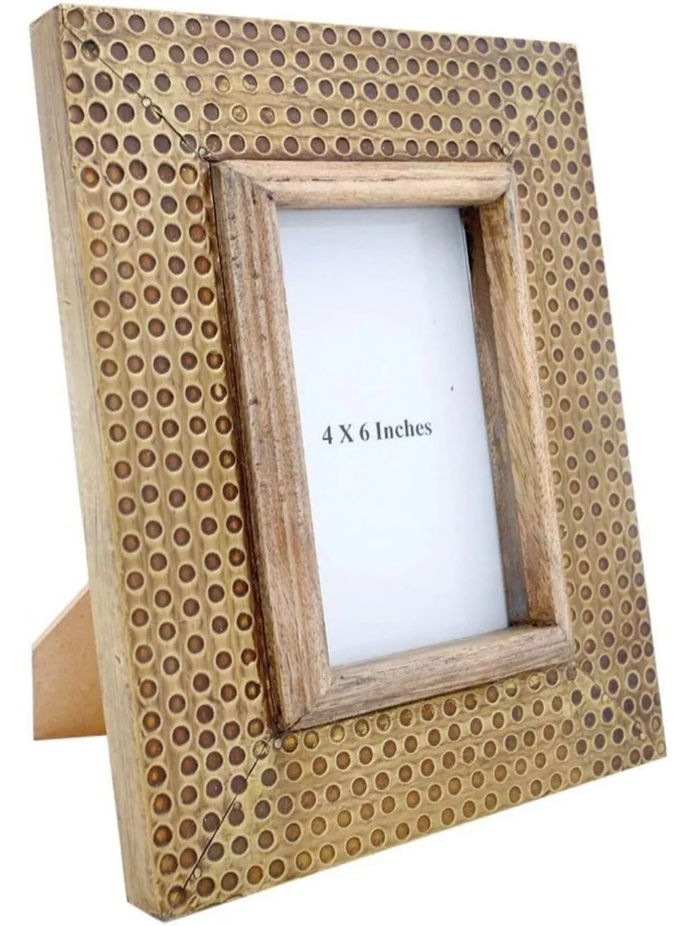 Decorative Distressed Hammered Brass Metal Picture Frame - 4x6 Inch Home Decor